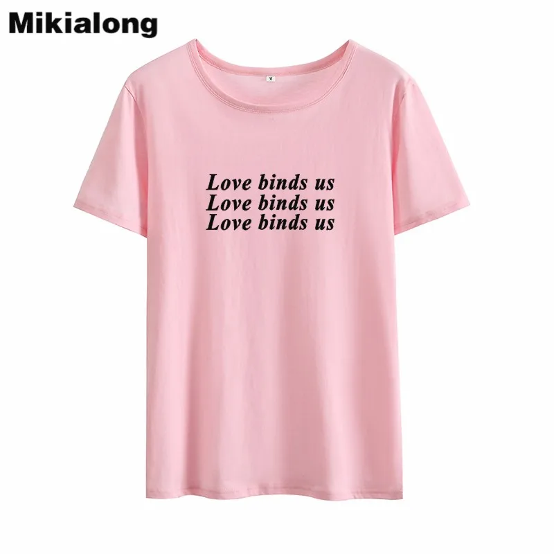 Mrs win LOVE BINDS US Couple T Shirt for Lovers Ulzzang 100% Cotton Bff T-shirt O-neck Hipster Black White Women Tshirt Tops