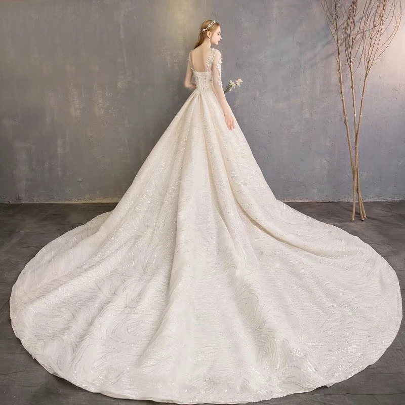 Robe mariage Аманда новиас длинный рукав кружева бальное платье свадебное платье