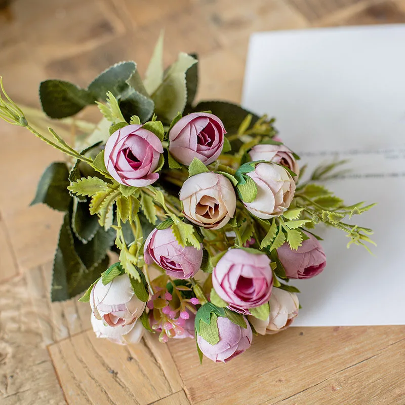 

15 Head Rose Artifical Flower Wedding Party Home Bouquet Decor Simulation advent wreath decoration fleurs artificielle tulip