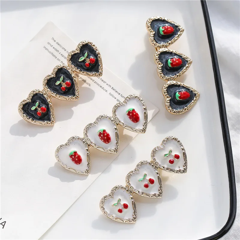 

Free Shipping fashion women's Hairclips basic alloy girl's Hairpins Sweet love strawberry Side Clips ins style hair accessories