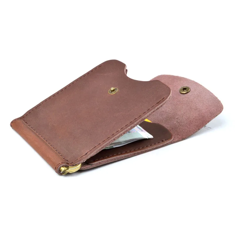 AETOO высококачественный мужской кошелек с зажимом для денег, мини-кошельки, мужской кошелек в винтажном стиле на застежке, кожаный кошелек с зажимом для карт - Цвет: 1