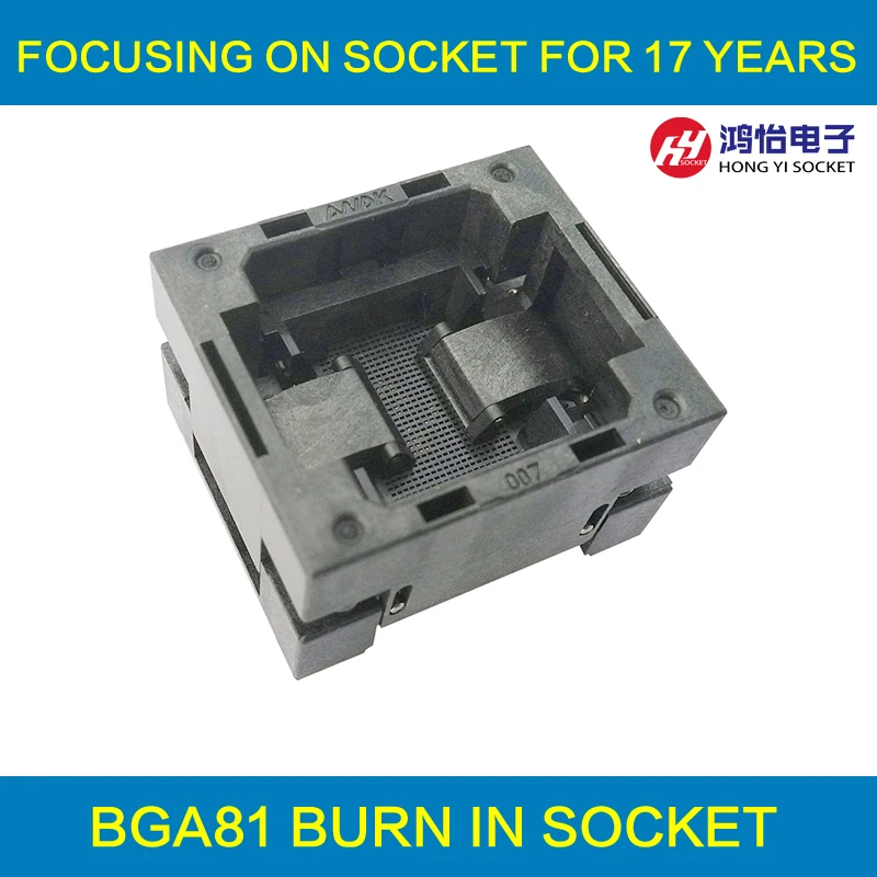 

BGA81 OPEN TOP Burn in socket pitch 1.0mm IC size 14*18mm BGA81(14*18)-1.0-TP02/50N BGA81 VFBGA81 burn in programmer socket