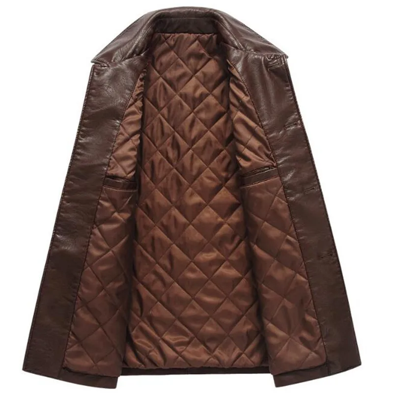 Искусственная овечка кожаные куртки мужские пальто 4Xl высокое качество пу хлопок ватник утолщение мужское теплое пальто Бизнес Повседневная Верхняя одежда A3891