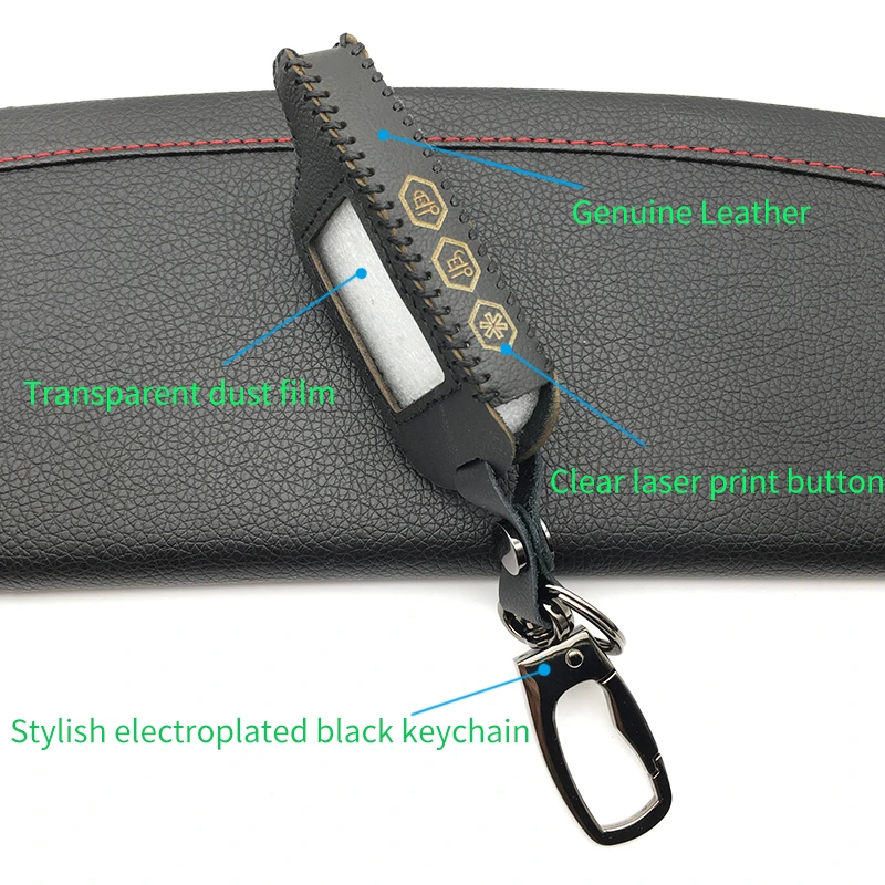 

A91 Case Leather Key Chain Case Cover For The Russian Shape Fob Chain Remote Control Key LCD Car Alarm Starline A91 A61 b9/B6