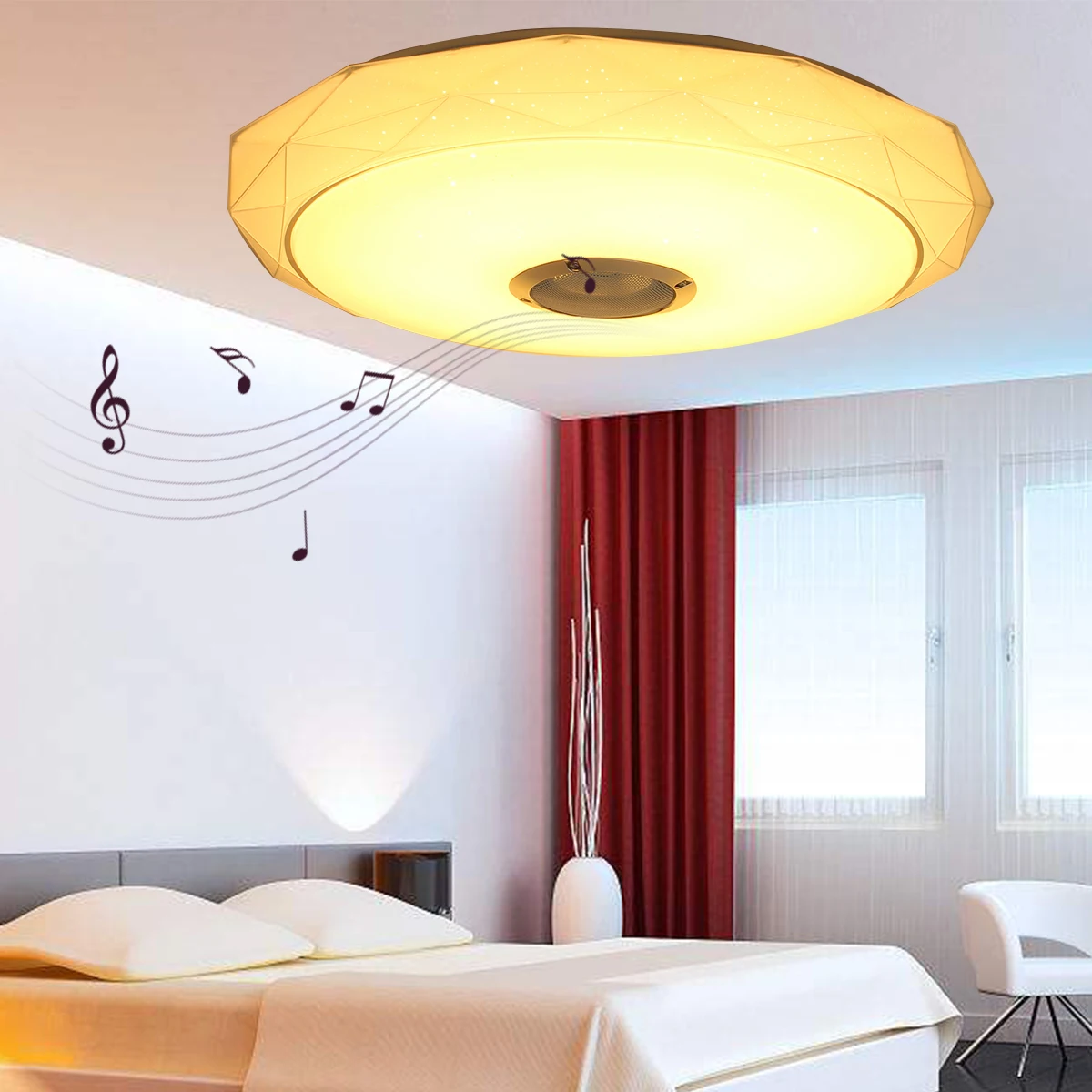 

Modern LED Ceiling Lights Bluetooth Speaker Smart Remote Control LED Music Loundspeaker Lamp Living Room Bedroom Fixture Decor