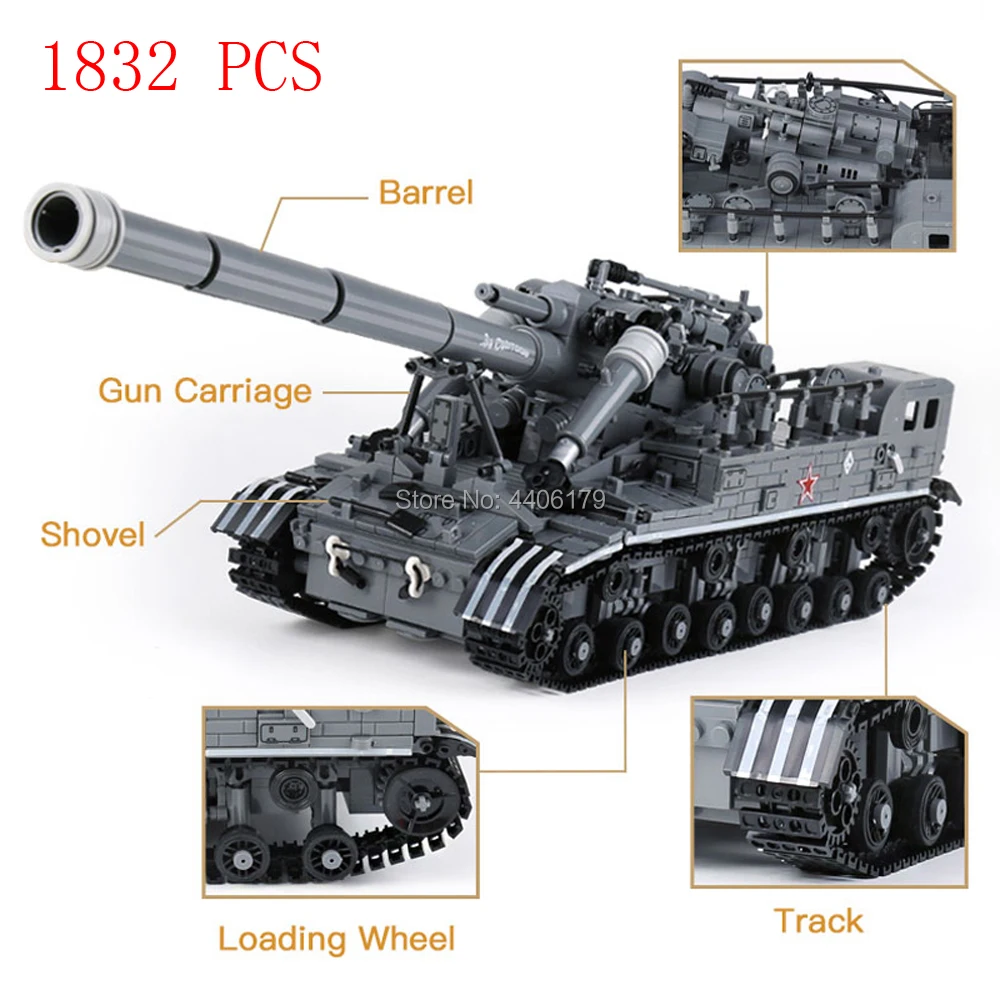 

hot compatible LegoINGlys military moder WW2 war weapon US army T-92 tank Building Blocks MOC model brick toys for children gift