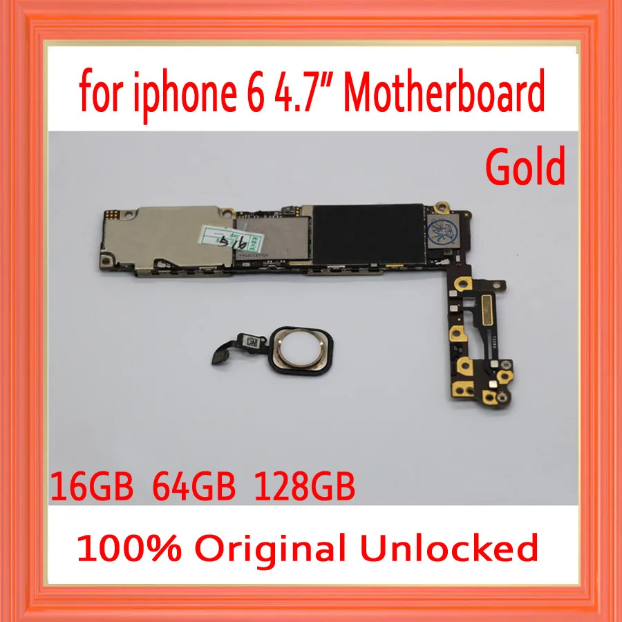 

16gb / 64gb /128gb Original unlocked for iphone 6 4.7inch Motherboard with Touch ID,Gold for iphone 6 Mainboard,Free iCloud