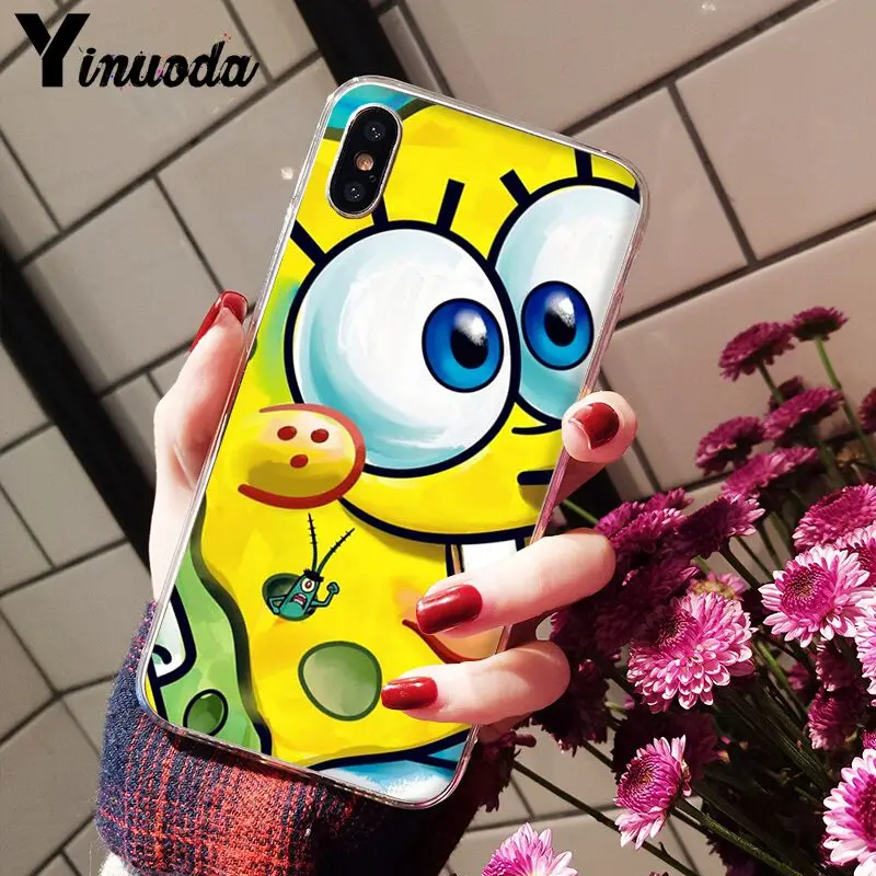 Yinuoda SpongeBob SquarePants Sponge Bob Cute Phone Accessories Case for iPhone 8 7 6 6S Plus X XS MAX 5 5S SE XR Cellphones