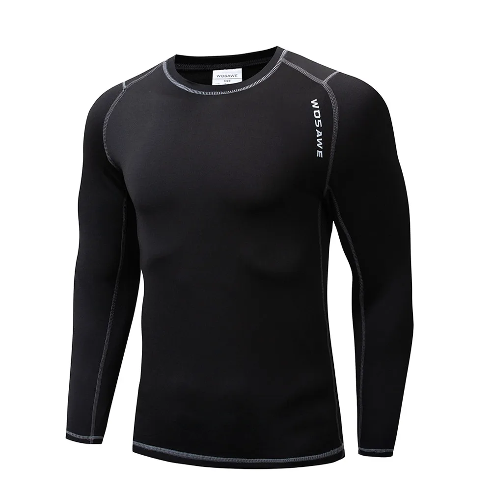 WOSAWE термо флис Велоспорт Джерси длинный цикл одежда для мужчин на открытом воздухе Спортивное компрессионное белье теплая зимняя базовая одежда