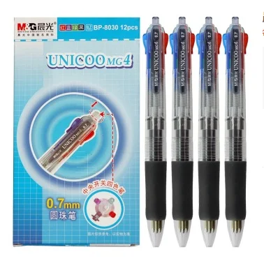 

12 шт./лот, новые шариковые ручки премиум-класса, 4 цвета (черный/красный/зеленый/синий), 0,7 мм, высокое качество, отличное письмо, M & G BP-8030