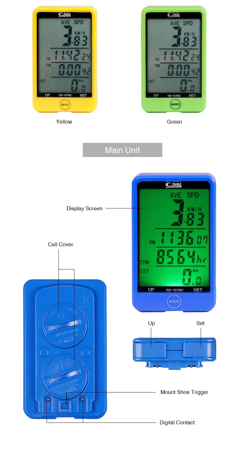 Велосипедный Спидометр беспроводной компьютер Stopwach одометр 27 функций водостойкий сенсорный экран ЖК-подсветка Sunding SD-576C