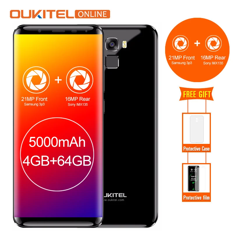 Oukitel K5000 5000 мАч 5 7 &quotHD 18:9 Дисплей 4 Гб Оперативная память 64 Встроенная MTK6750T Octa
