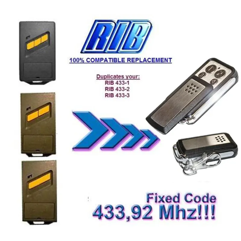 

3pcs RIB Transmitter Fixed Code Duplicator Universal Gate Door Opener Controller 433.92MHz