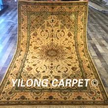 Yilong 5'x8' классический ручной работы персидский ковер цвета хаки античный Шелковый шерстяной ковер(WY2029S5x8