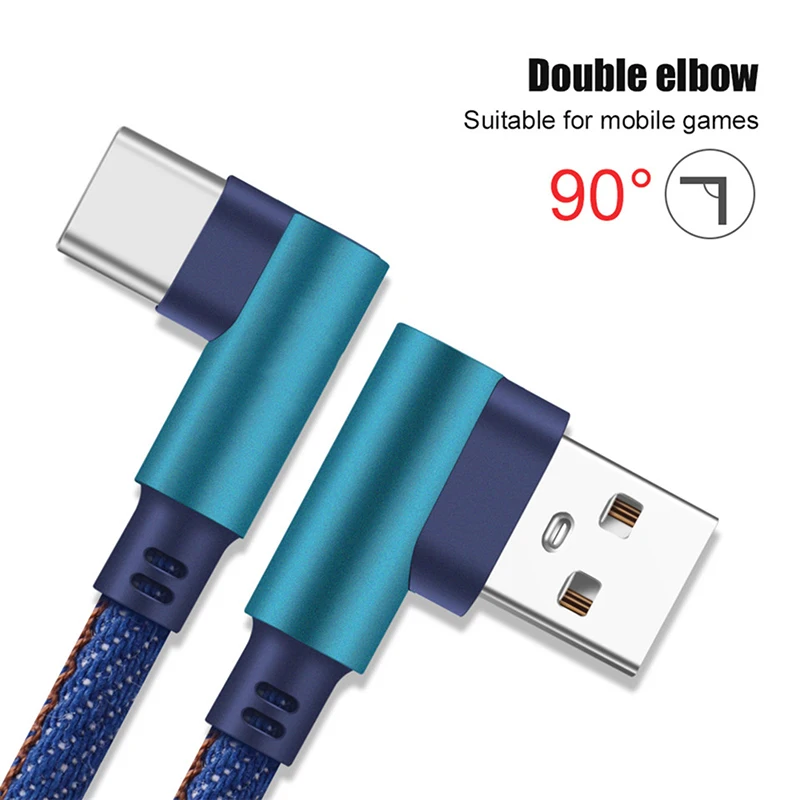Кабель Micro USB 0 25 м 1 2 Быстрая зарядка 90 градусов L образный шнур для iPhone Huawei P30 20 Pro Type