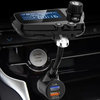 

Car bluetooth MP3 USB Charger Adapter 5.0 FM Transmitter Vehicle Modulator 1.8in Screen Support U disk TF card #625