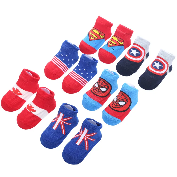 Новые хлопковые носки с супергероями для малышей дышащие сетчатые носки для мальчиков детские носки с героями мультфильмов для новорожденных девочек