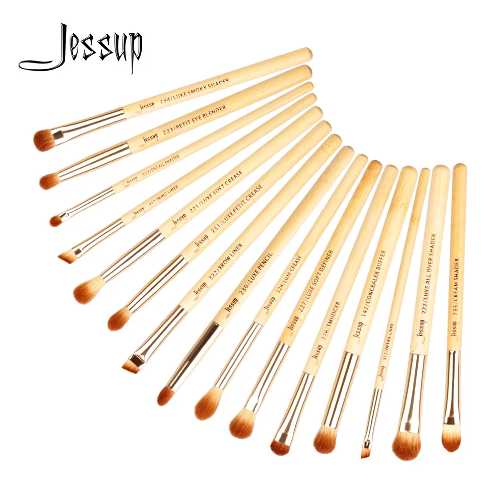 Jessup 15pcs makeup brushes Bamboo brochas maquillaje pinceaux