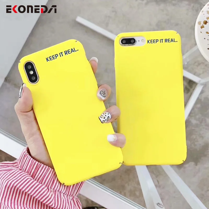 

EKONEDA Yellow Case For iPhone XS Max Case Hard Words Plain Cover For iPhone 7 Plus 6S 6 8 Plus X XR Case Plastic Cases