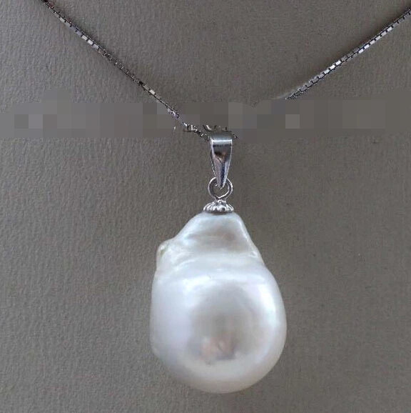 

Jew2449 Genine Natural Baroque White Reborn Keshi Pearl Pendant 925silver