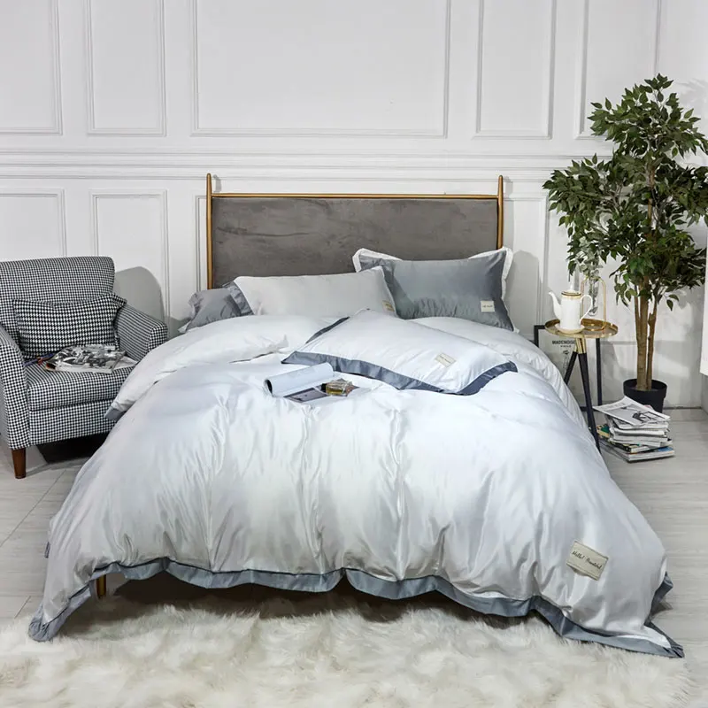 

100% Washed Cotton Duvet Cover Set 4 Piece Soft Bedding Set with Buttons Closure. Solid Color Pattern Duvet Cover Queen Size