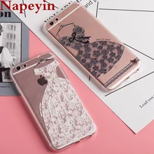 

New Romantic Wedding Dress Cover Cases for iphone 6 Case Luxury Beautiful Lace Skirt Soft Silicone Case for iphone 6s Coque