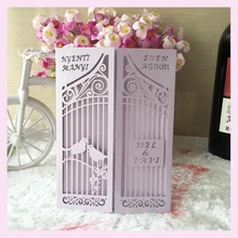 50 шт. новая перламутровая Бумага Ремесло LoveKiss птица элегантное персонализированное приглашение на свадьбу карты праздничные сувениры Свадебные украшения