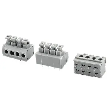 

3pcs Straight 4 Positions 5.0mm PCB Board Screwless Spring Terminal Blocks Gray Free shipping