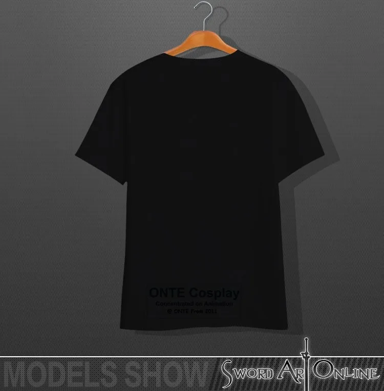 Sword Art Online Costume Kirigaya Kazuto Black  White T-Shirt O-neck Cotton Tee Shirts (7)