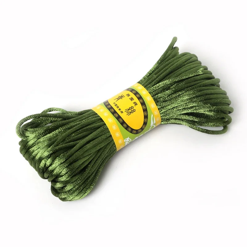 Новое поступление, 2 мм, 20 м, китайский шнур с узлом, сатиновая плетеная веревка, ювелирное изделие, бисероплетение, веревка для рукоделия, модные изделия - Цвет: army green