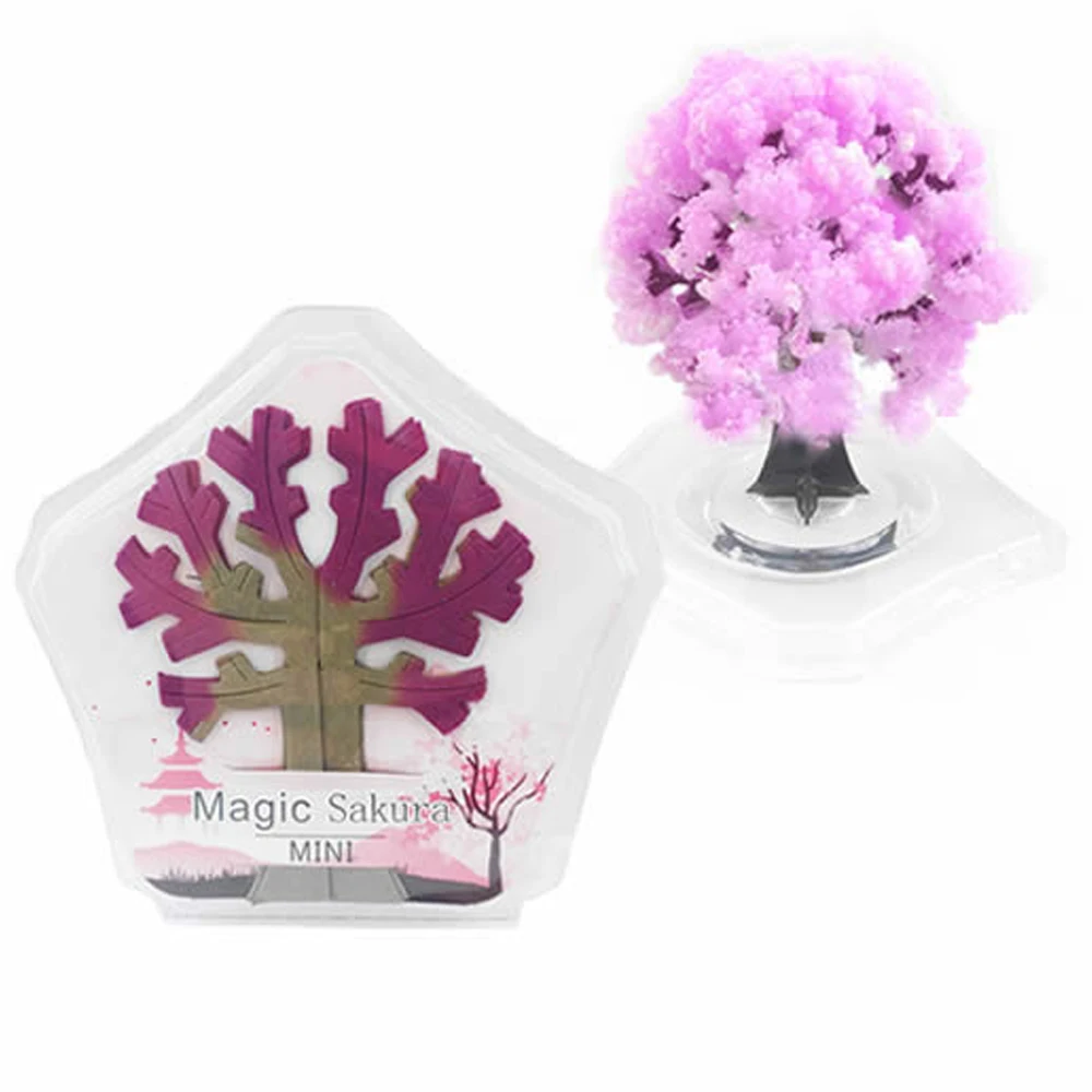 

2019 90mm H Pink Magic Growing Paper Sakura Tree Magical Christmas Trees Desktop Cherry Blossom Science Funny Toys For Children