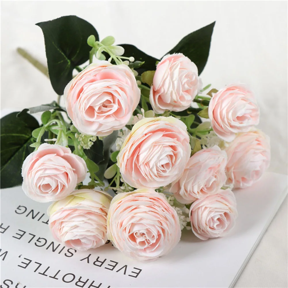 5 Forks 10 Heads Flower Small Camellia Artificial Flowers Bouquet for Home Garden Wedding Decoration Silk Fake Flowers Decor 5 Forks 10 Heads Flower Small Camellia Artificial Flowers Bouquet for Home Garden Wedding Decoration Silk Fake Flowers Decor