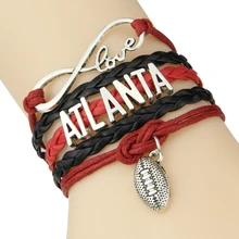 Mlb Bracelet And Get Free Shipping On Aliexpress Infinity Love Atlanta Braves Bracelet Mlb Sport Baseball Team Pu Leather Bow Charm Bracelets Bangles