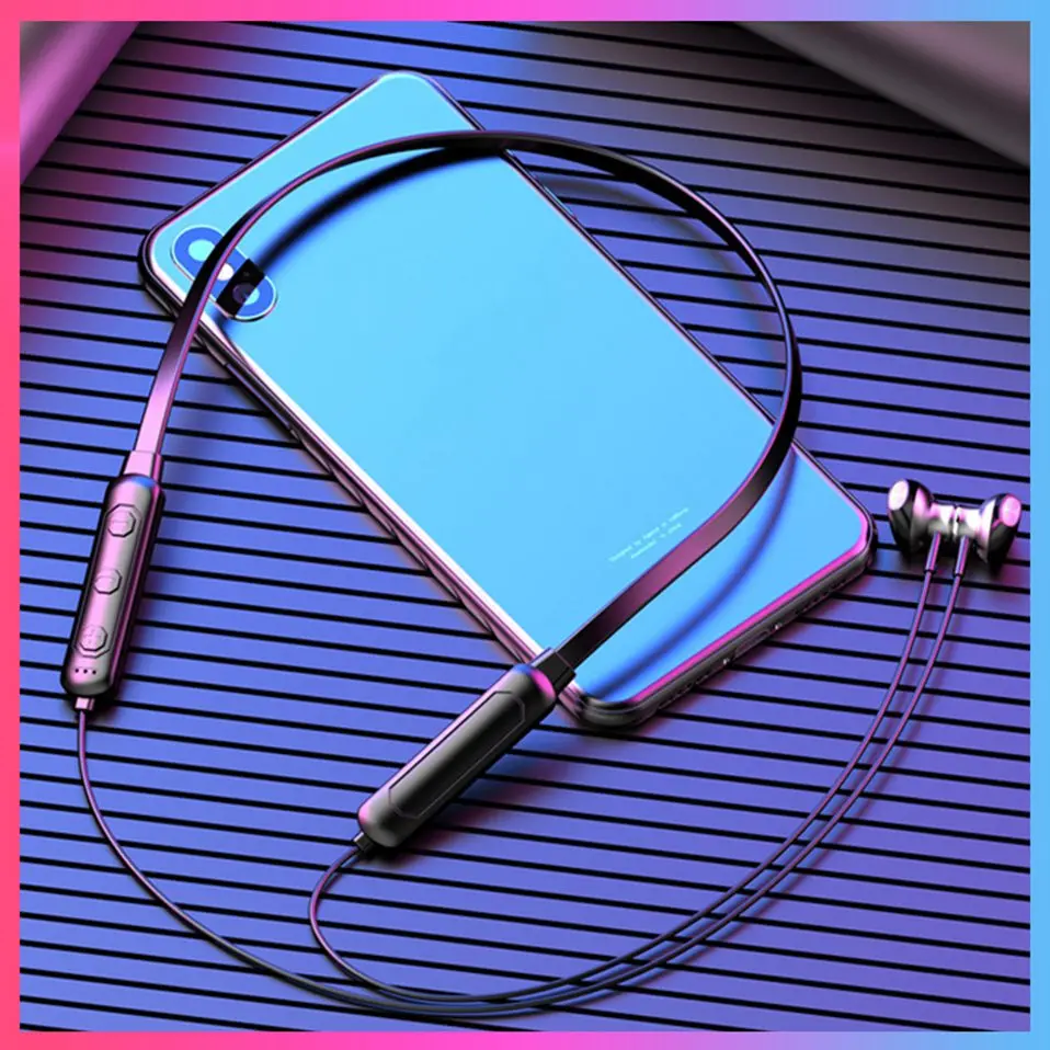 Sports Earphone Bluetooth 5.0 Magnetic Wireless Earbuds Headphones In-Ear Earphones with Mic Deep Bass Headset Gaming for Phone  (4)