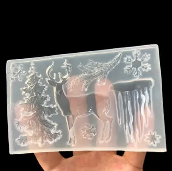 

1pcs silicone Christmas tree elk snowflak mold DIY resin jewelry pendant necklace pendant lanugo mold resin molds for jewelry