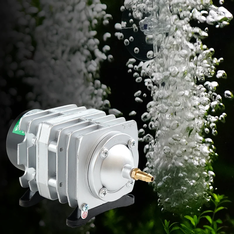

Super 25W/30W/35W/45W Electromagnetic Aquarium Air Compressor High Flow Fish Tank Pond Oxygen Air Pump with Air Splitter Valve