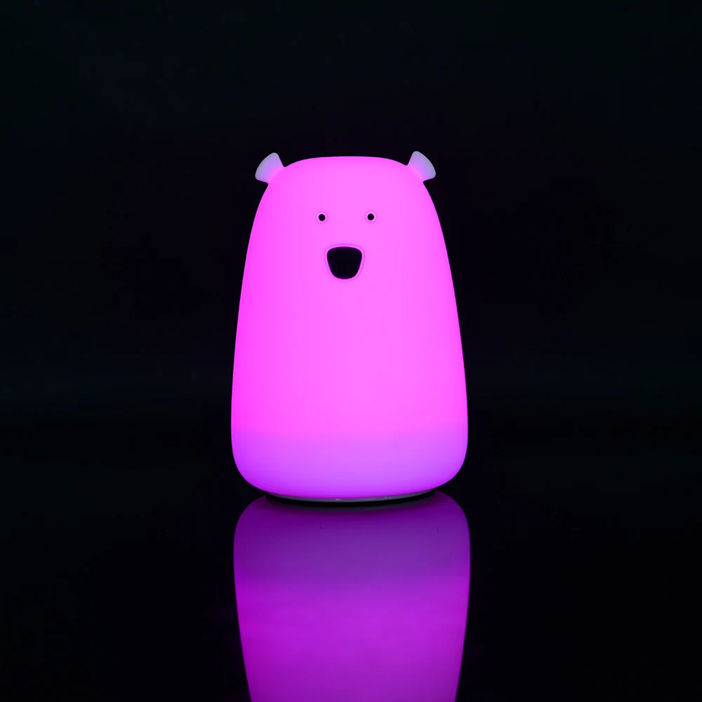 Cute Bear Silicone LED Night Light Lamp Children Bedroom Color Changing Night Lamps  LED Bedside Light for Children Kid Baby Toy Gifts (34)