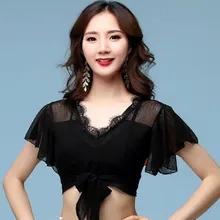 Сексуальный прозрачный кружевной топ, женская блузка для танца живота, Регулируемая Грудь, свободный размер, черный цвет, дешево, распродажа
