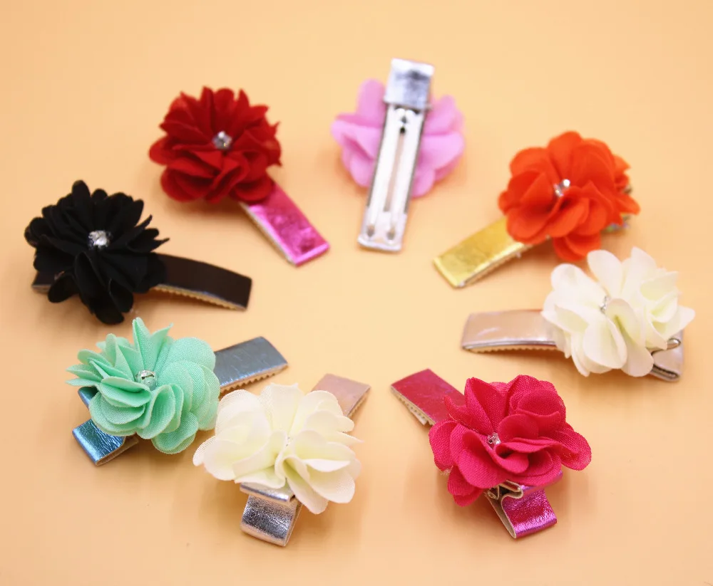 2 шт. однотонные милые заколки для волос с цветами детские со стразами аксессуары