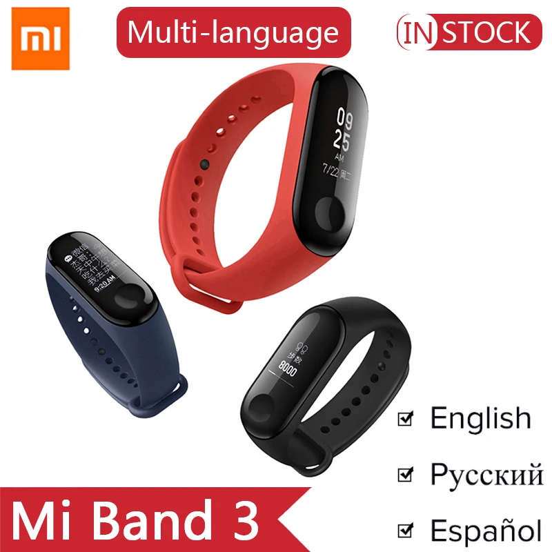 Оригинальный Смарт браслет Xiaomi Mi Band 3 мгновенные сообщения 5ATM oled трекер 0 78 дюйма