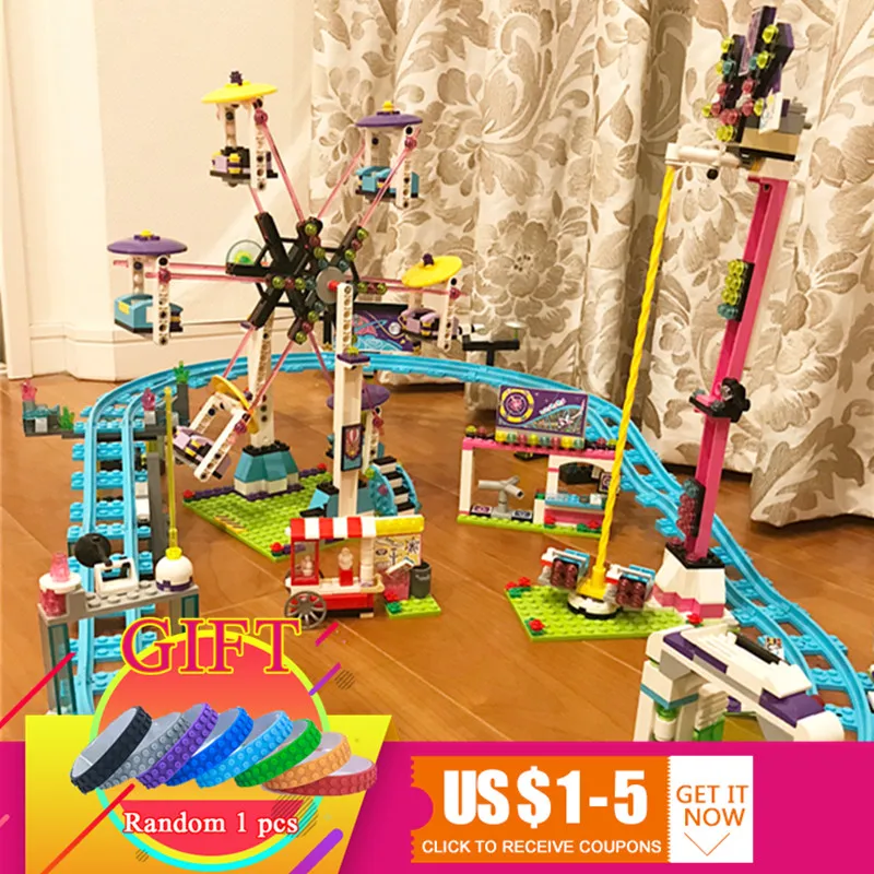 

01008 1124Pcs Educational Funny Amusement Park Roller Coaster set Building Block Kit Bricks Compatible with 41130 Girl Toy
