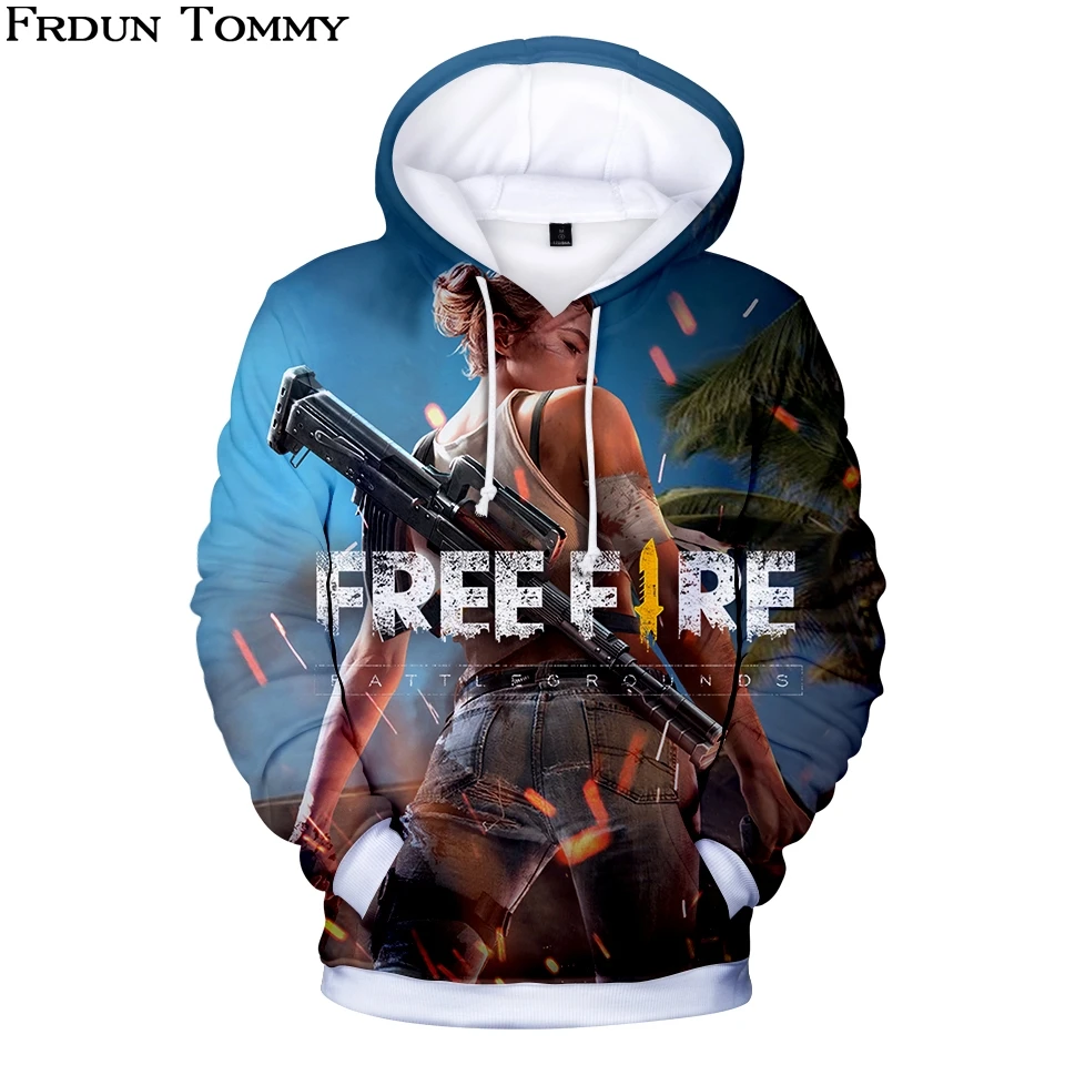 Frdun تومي 3D شحن النار هوديس البلوز عارضة الهيب هوب Capless Outweaar طويل كم البلوز الشتاء Kpop الملابس