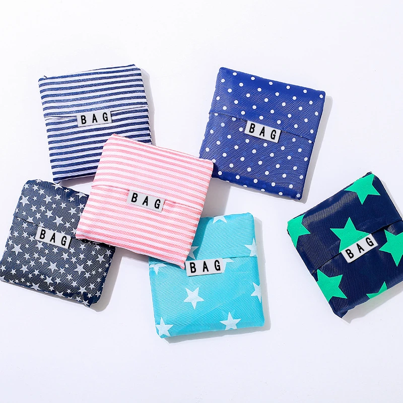 PURDORED 1 pc Portable Printing Foldable Shopping Bag Tote Folding Shopping Pouch Handbags Large-Capacity Star Storage Bags PURDORED 1 pc Portable Printing Foldable Shopping Bag Tote Folding Shopping Pouch Handbags Large-Capacity Star Storage Bags