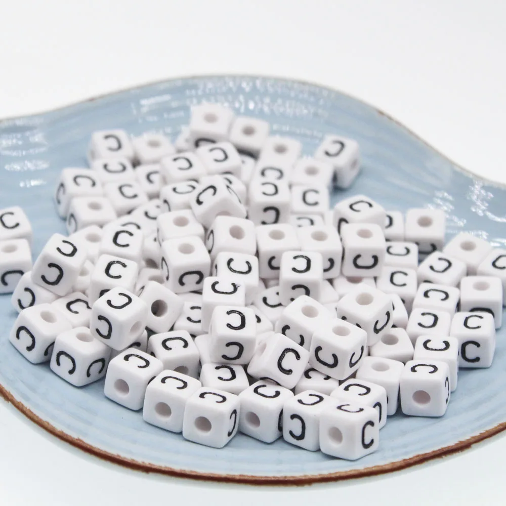 CHONGAI 50 шт. кубические акриловые буквы бусины женский белый квадратный браслет