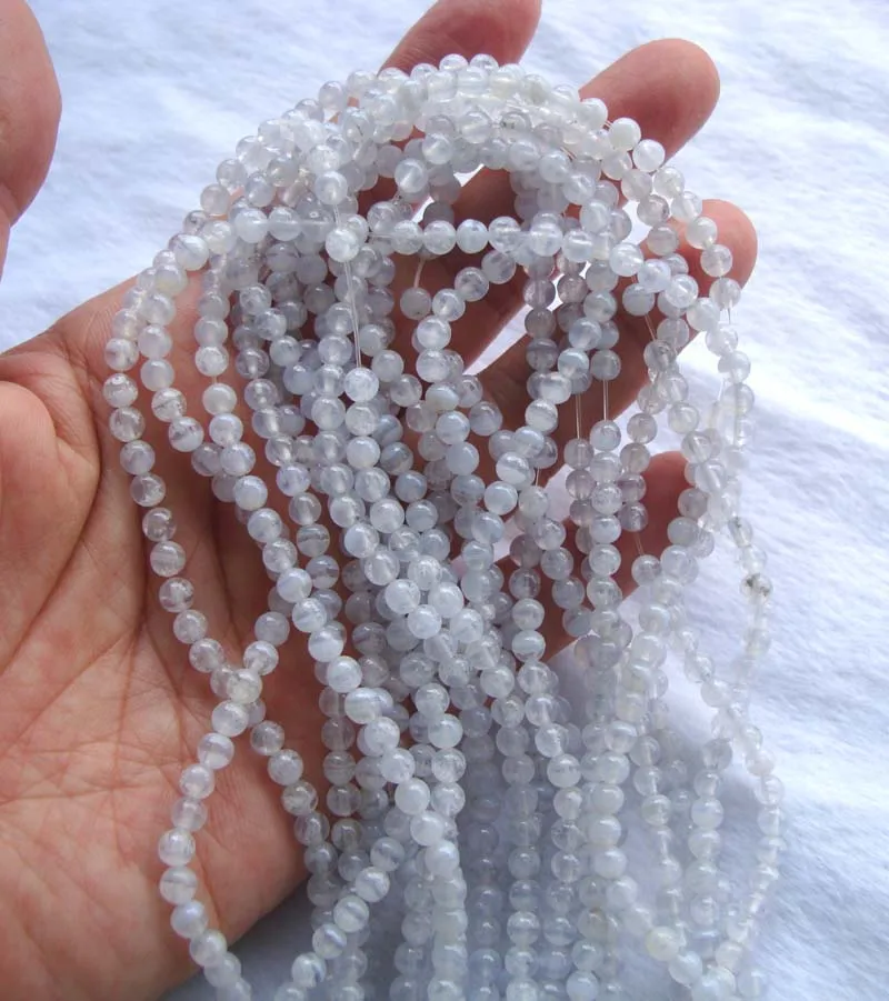 

Natural Blue Lace Agate Round 4mm Loose Beads For Jewelry Making DIY Bracelet Necklace Earrings