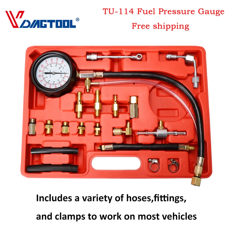 

VDIAGTOOL TU-114 Fuel Pressure Gauge Auto Diagnostics Tools For Fuel Injection Pump Tester Fuel injection oil pressure gauge