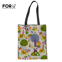FORUDESIGNS животное в лесу холст эко складная хозяйственная сумка пляжная сумка на плечо для Женщины Девушки Сумка-тоут
