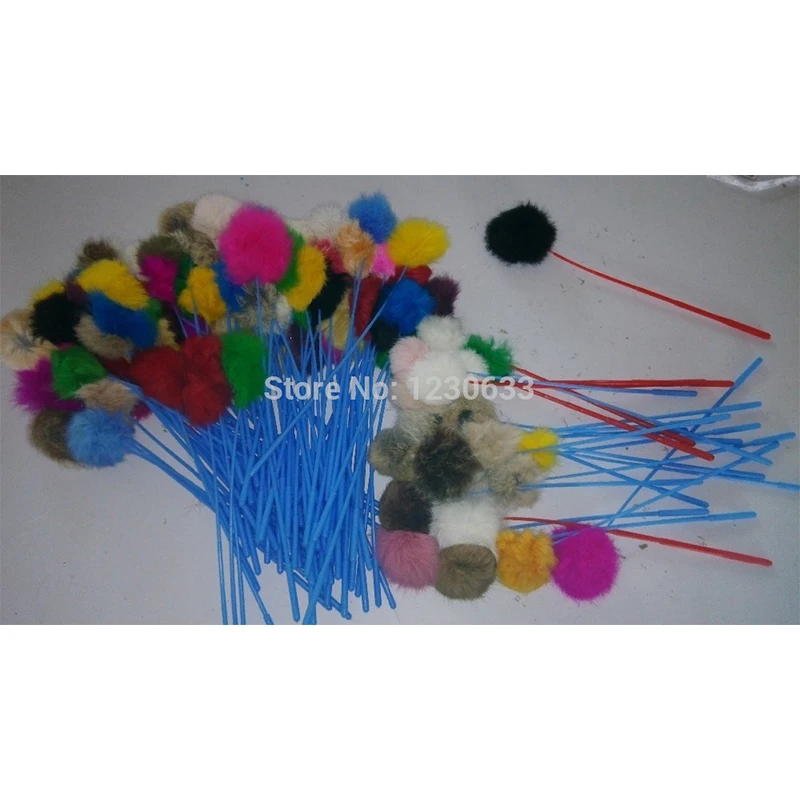 

Westrice Premium Cat Colorful with Rabbit Fur Ball Favorite Funny Cat Stick Toy Many Colors of Pet Toys Large Concessions 160