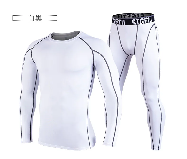 Man Compression Sports Suit Quick drying Perspiration Fitness Training MMA Kit rashguard Male Sportswear Jogging Running Clothes (20)