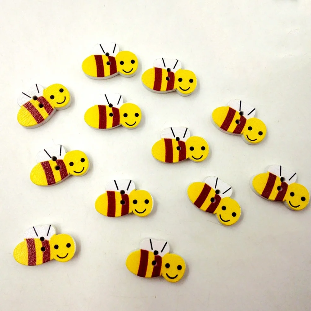 100 шт деревянные пуговицы пчела для детей скрапбукинга DIY крафтовые украшения на свадьбу деревянные пуговицы для шитья ткани украшения